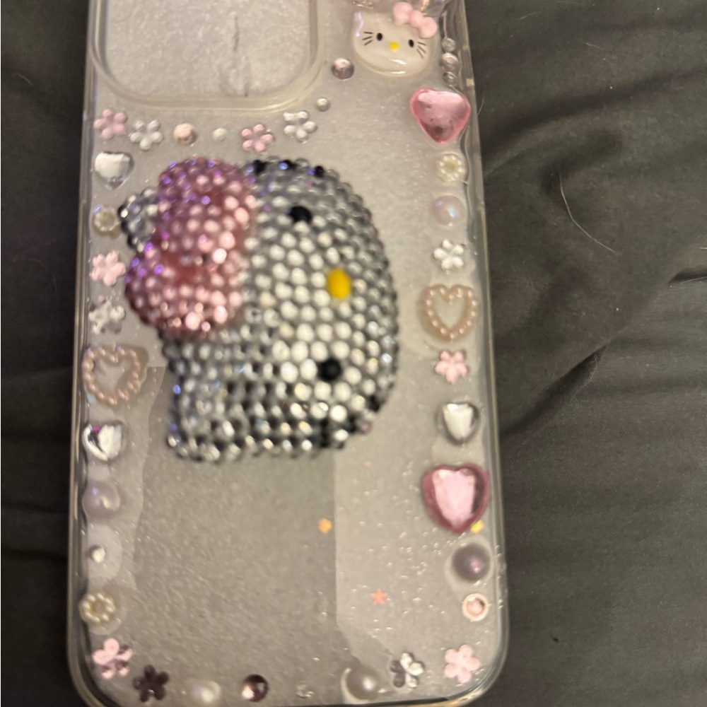 Hello Kitty Pink and Silver Glitter Phone Case